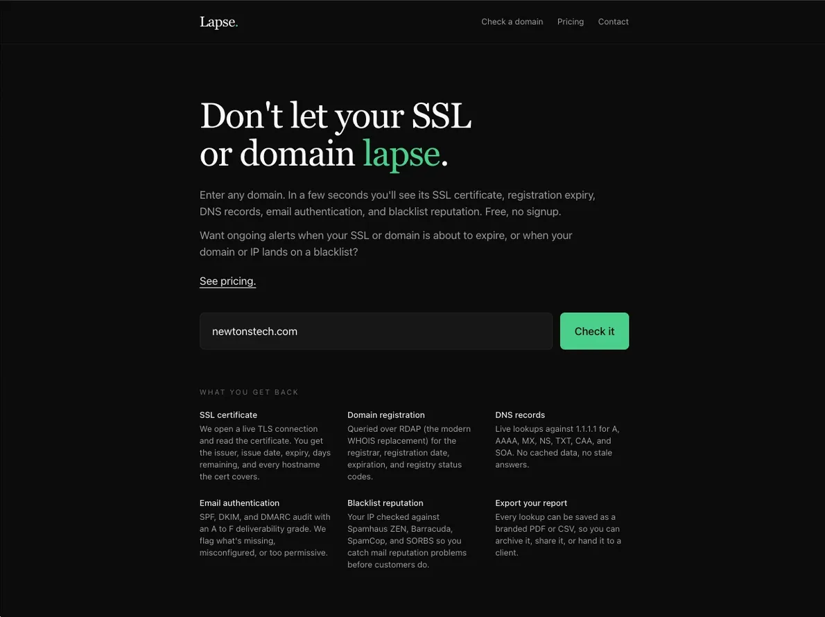 Lapse SSL and domain monitor